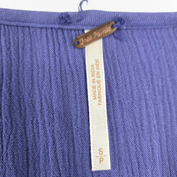 Free People Periwinkle Blue Embroidery Flutter Sleeve Boho Mini Dress Size Small - Picture 5 of 9